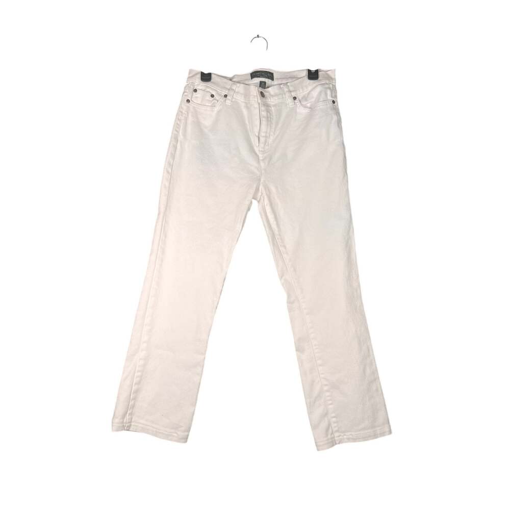 Lauren Jeans Co Ralph Lauren Petite White Straight Leg Jeans Womens 10P Stretch